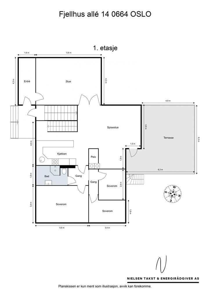 Plantegning 1. etasje.