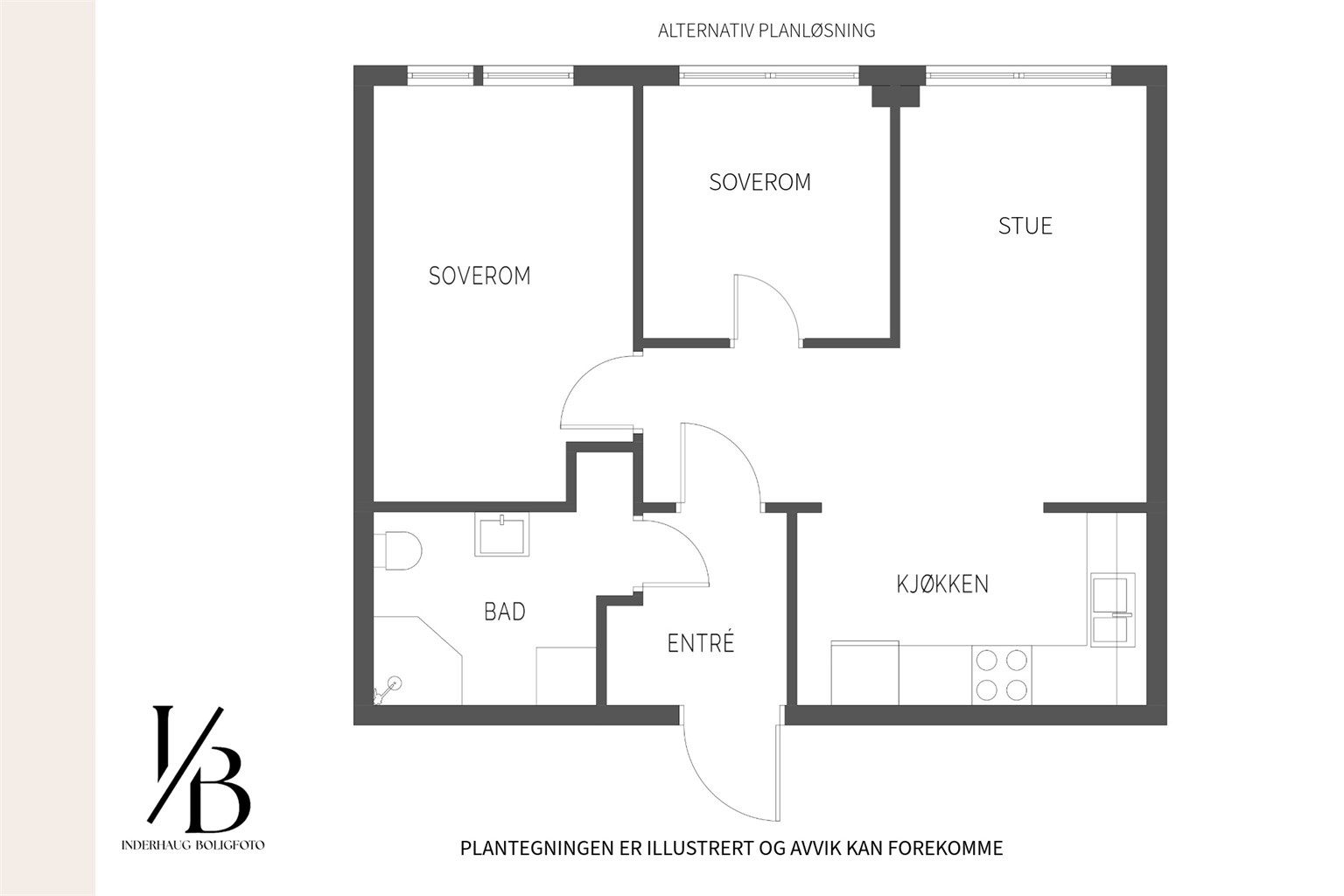 NB! Merk alternativ planløsning for soverom/gjesterom nr.2  
