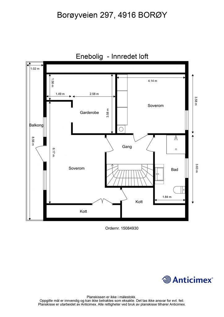 Loftsetasjen er en privat sone med to soverom, bad og garderobe.