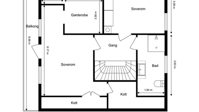 Loftsetasjen er en privat sone med to soverom, bad og garderobe.