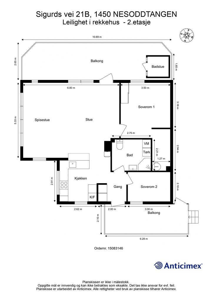 Plantegning - En gjennomgående og velholdt bolig med alt på ett plan.