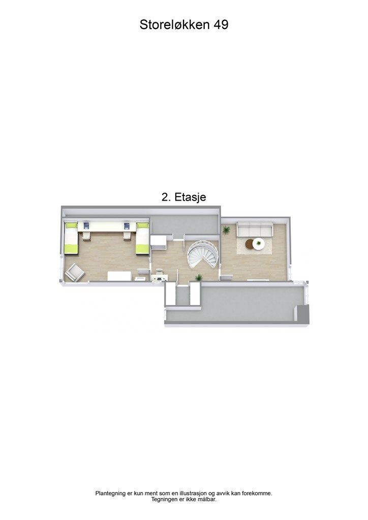 3 D plantegning 2. etasje