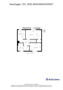 Plantegning 2. etg - En praktisk og familievennlig planløsning med 3 soverom og bad i samme etasje