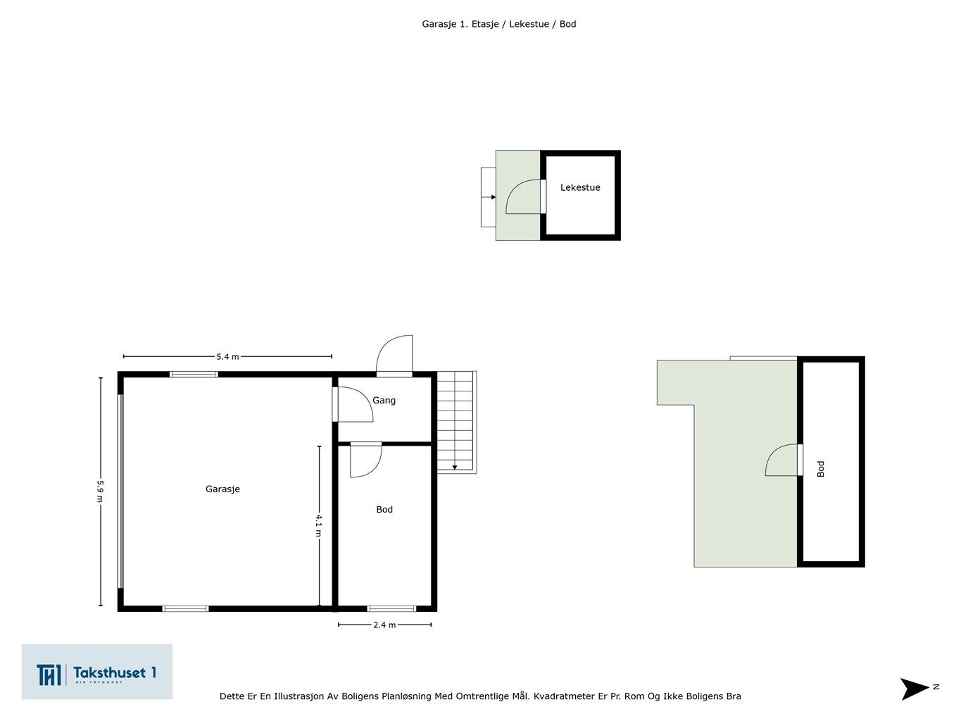 Plantegning garasje, bod og lekestue