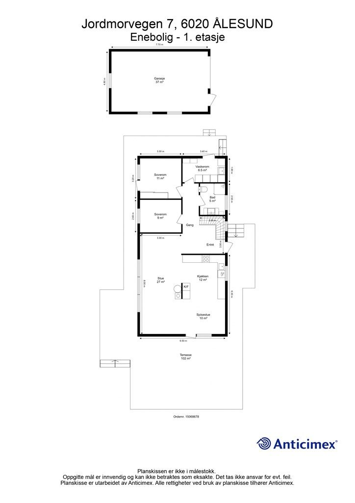 Målsatt plantegning 1. etasje