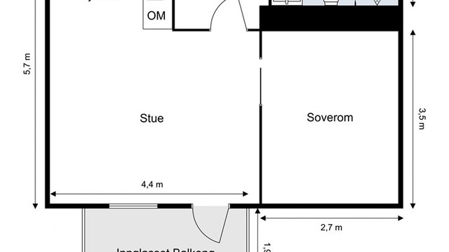 Leiligheten har en arealeffektiv og gjennomtenkt planløsning med et samlet bruksareal på 41 m².