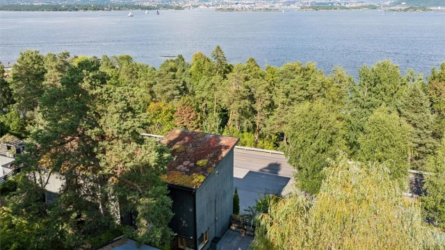 Boligen ligger sjønært og omgitt av natur, men likevel sentralt med få minutter til Nesoddbåten. Foto: Per O Skjellnan v/EFKT