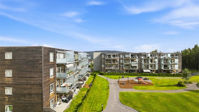 Sameiet har flotte fellesarealer med plenarealer og beplantning. Felles uteplasser og lekeplass for de minste.