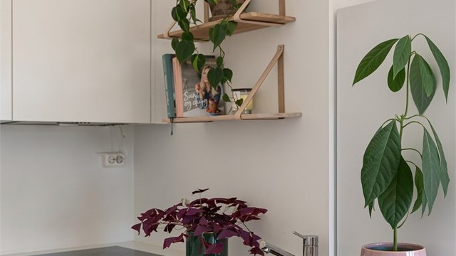 Praktiske detaljer som komfyrvakt og automatisk lekkasjesikring er installert på kjøkkenet.