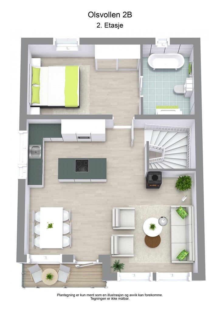 3 D plantegning 2.etasje