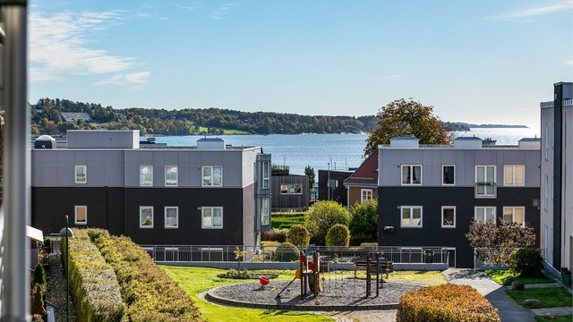 Nydelig utsikt til Oslofjorden og det frodige Ryggelandet i sør - sett fra verandaen.