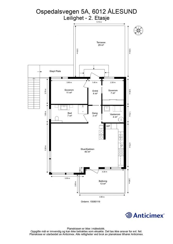 Målsatt plantegning