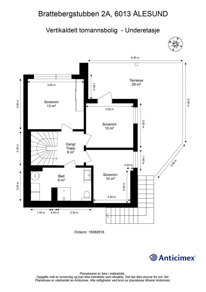 Plantegning underetasje - 2D med mål