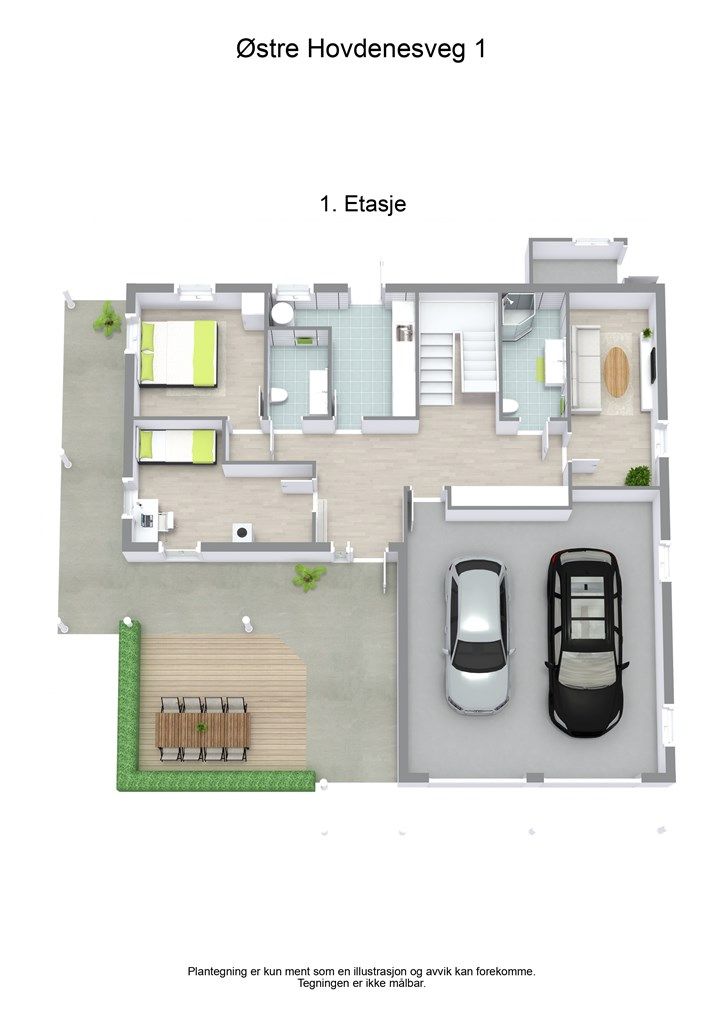3D planløsning 1. etasje