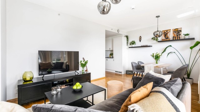 Romløsningen er effektiv og gir svært god utnyttelse av leilighetens interne bruksareal på 55 kvm.