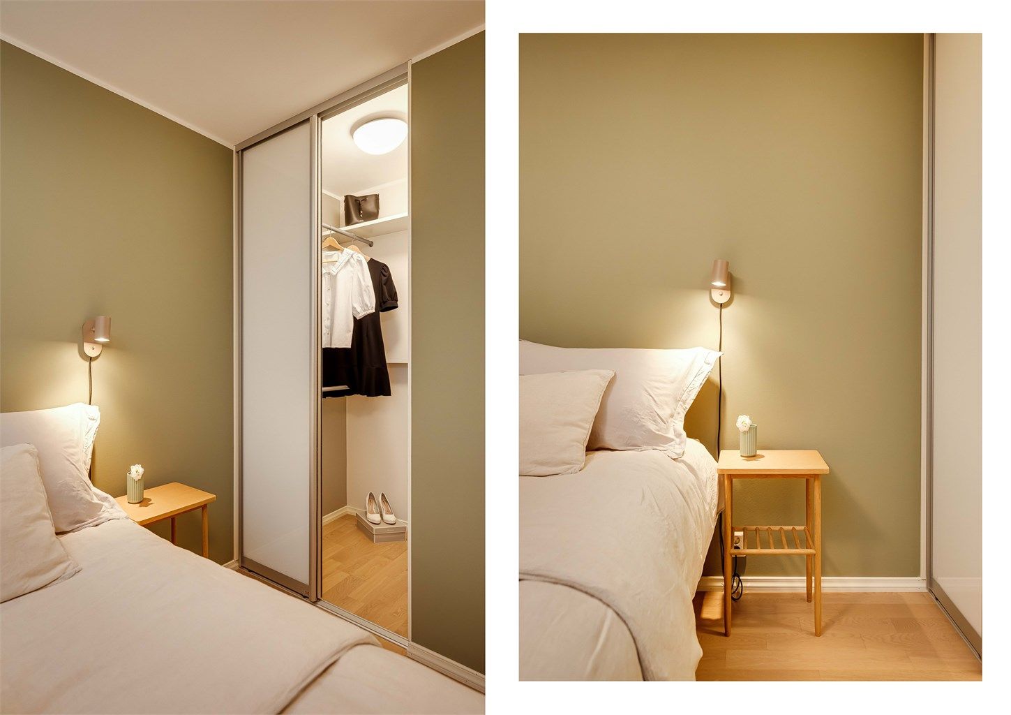 Kveldsbilde fra hovedsoverom. Legg merke til ‘walk in’ garderobe. 