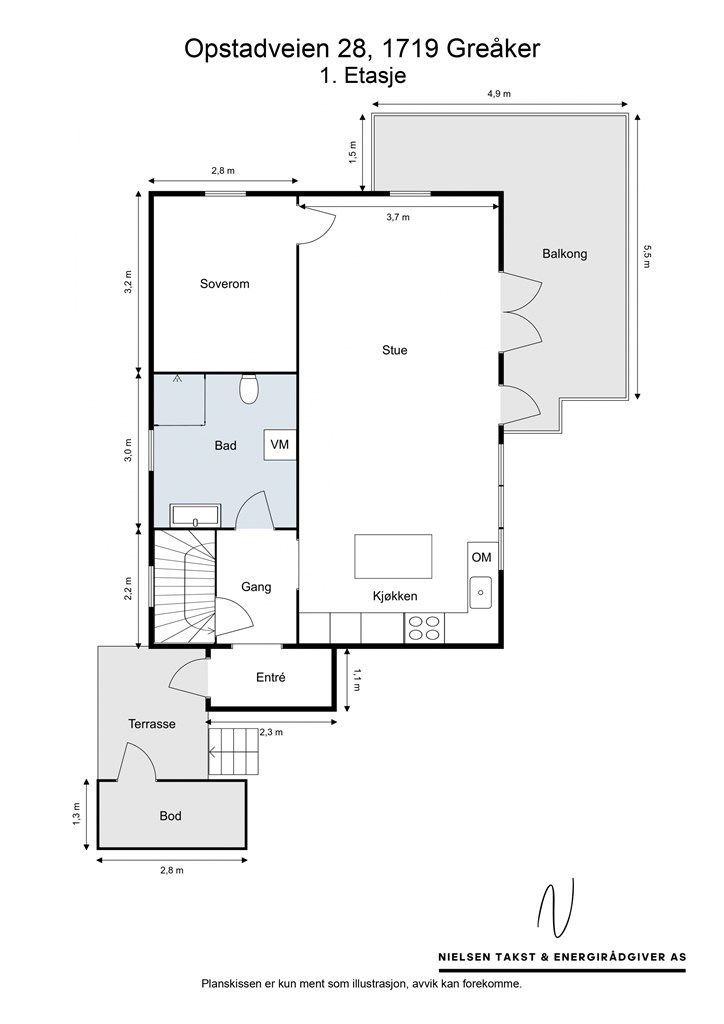 Veiledende skisse av første etasje.