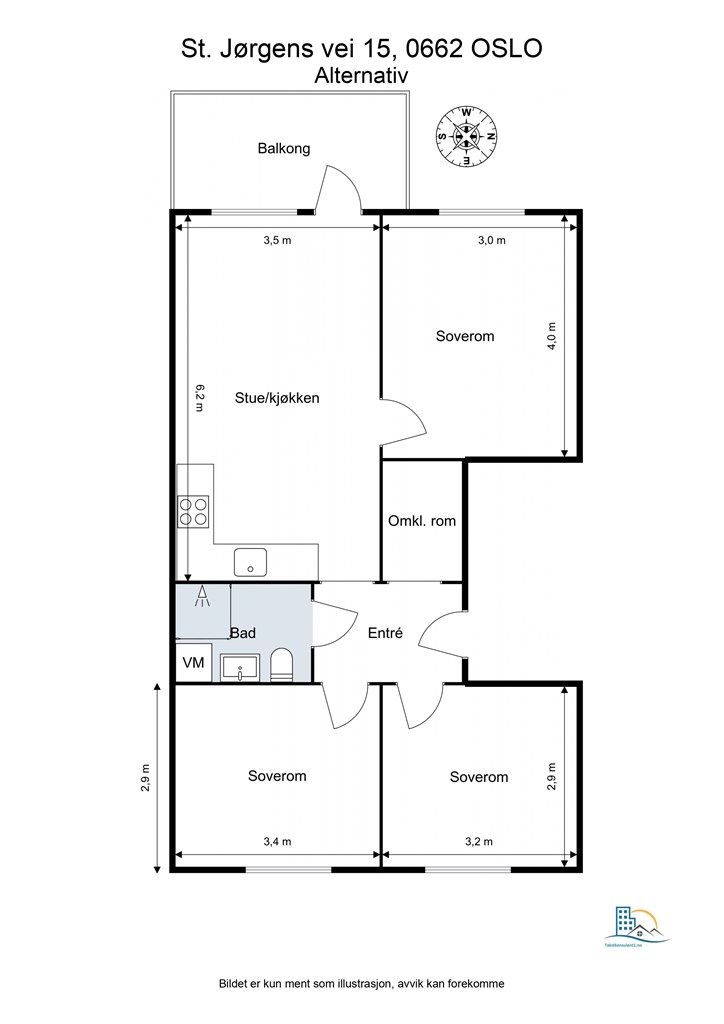 Alternativ plantegning - kun ment som illustrasjon 