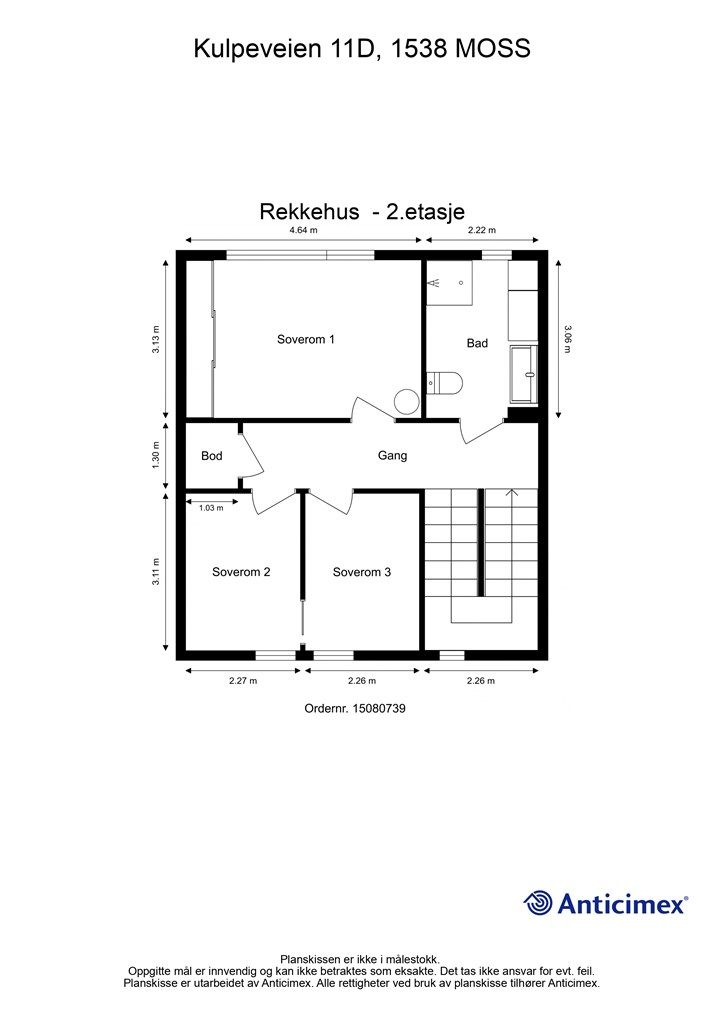 Veiledende skisse av andre etasje.