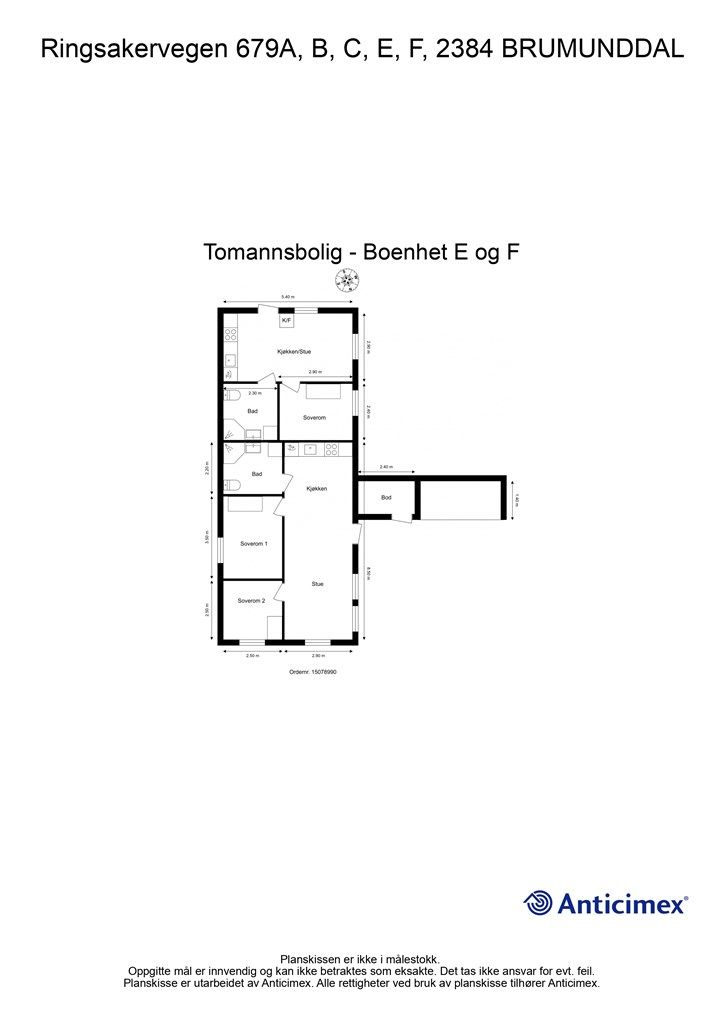 Plantegning-Tomannsbolig - Boenhet E og F