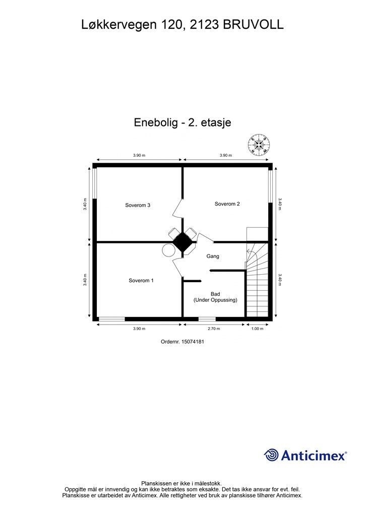 Plantegning andre etasje. 