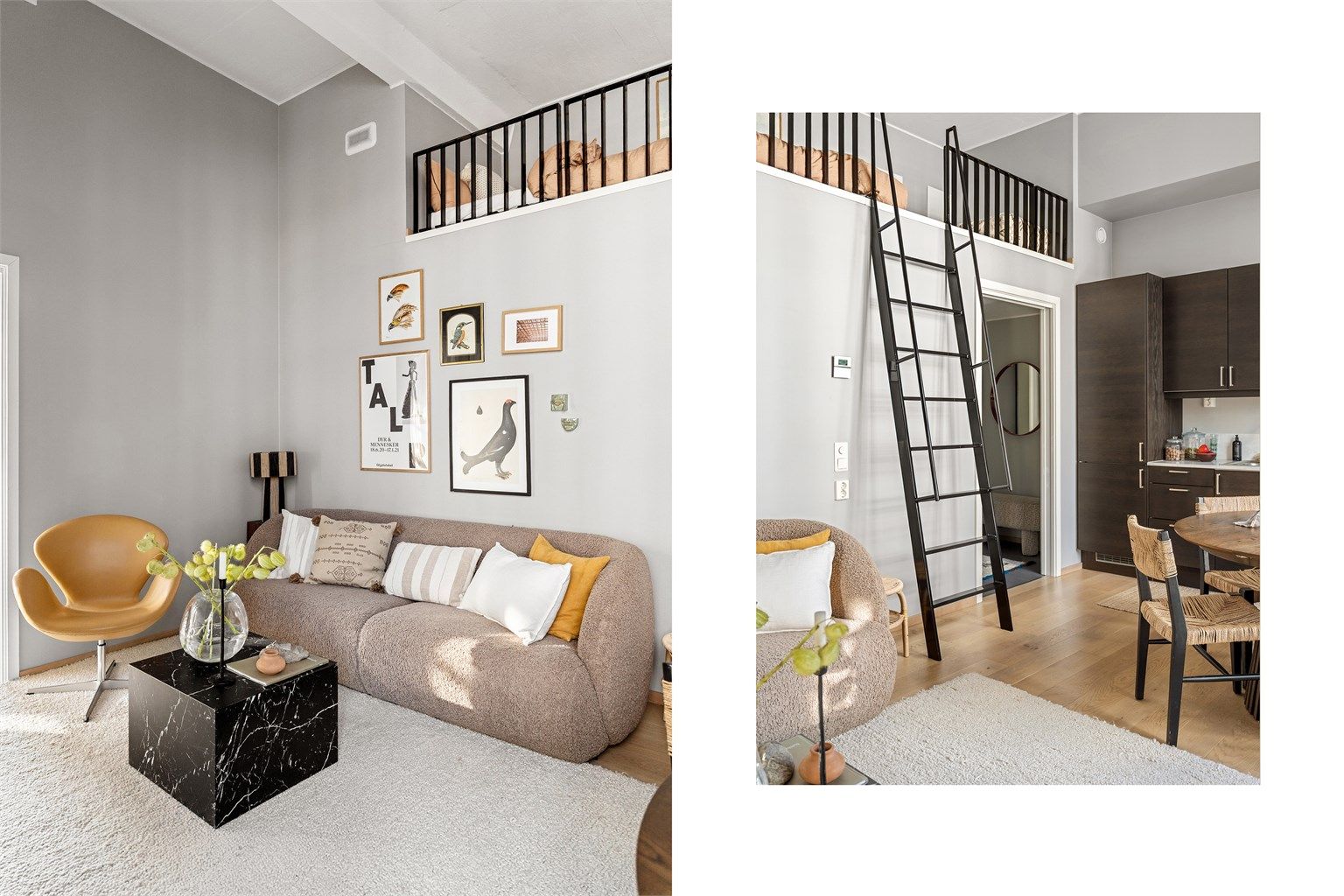 Fra stuen er det direkte tilgang til boligens romslige hems. 