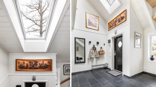 Takvindu fyller hallen med naturlig overlys.