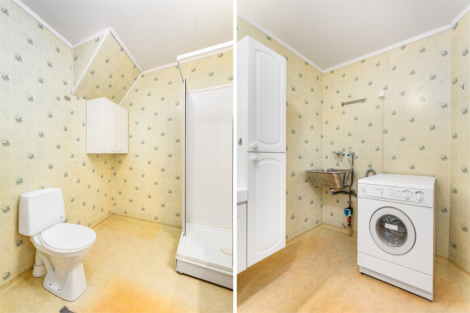 Badet fyller også rollen som vaskerom. Vaskemaskin medfølger ikke.