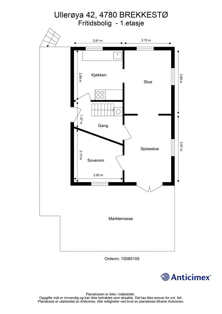 Plantegning Fritidsbolig - 1.etasje