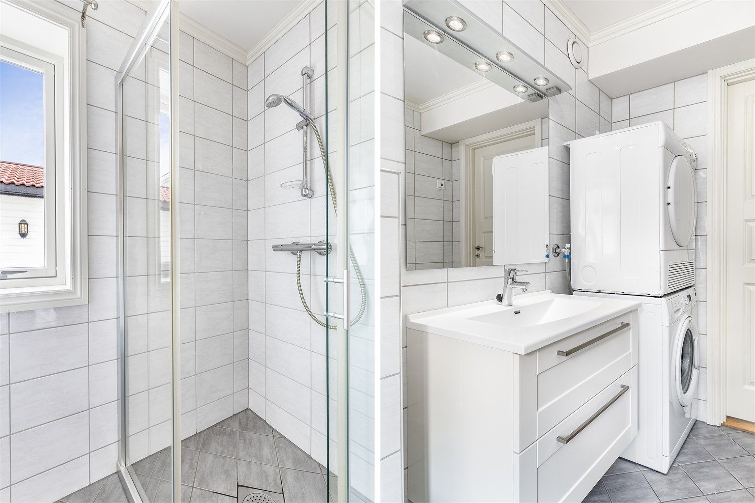 Med ca. 6 kvm. er badet av god størrelse i forhold til leilighetens totale areal.