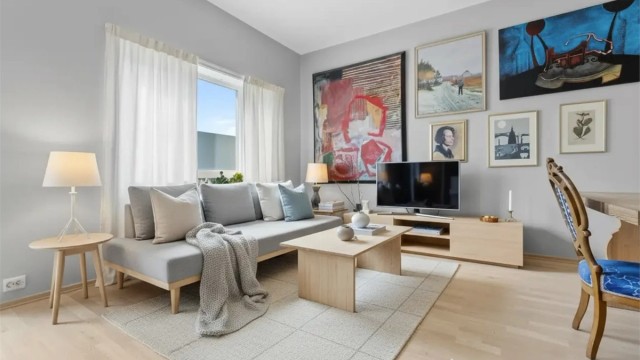 Stue med scandinavisk stil AI-generert via hjem.no