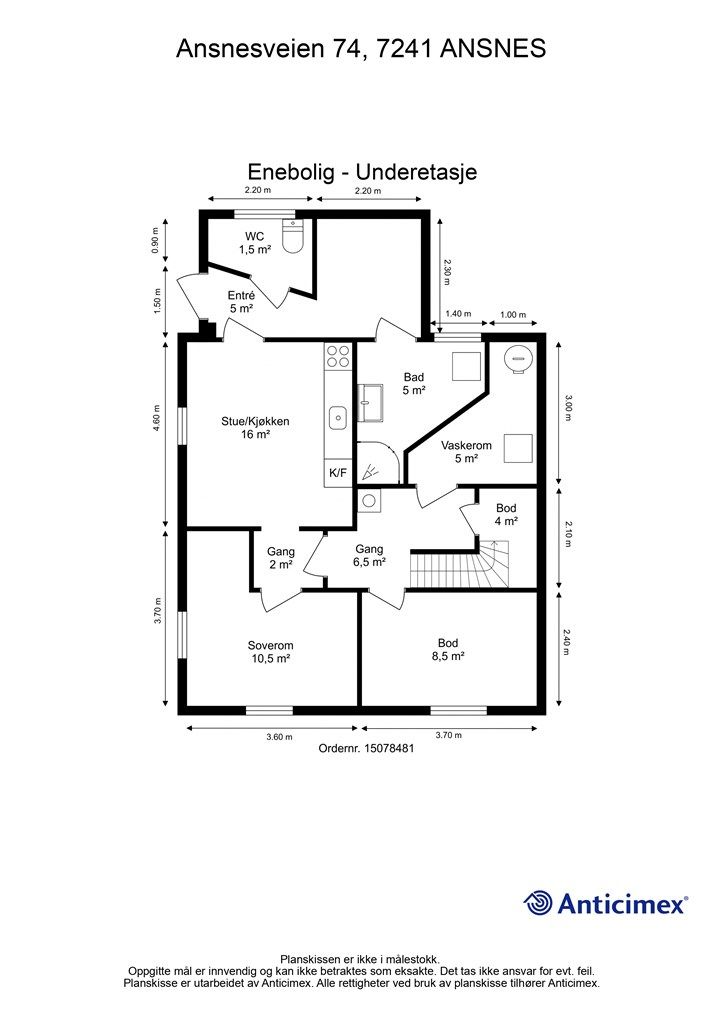 Planskisse underetasje.