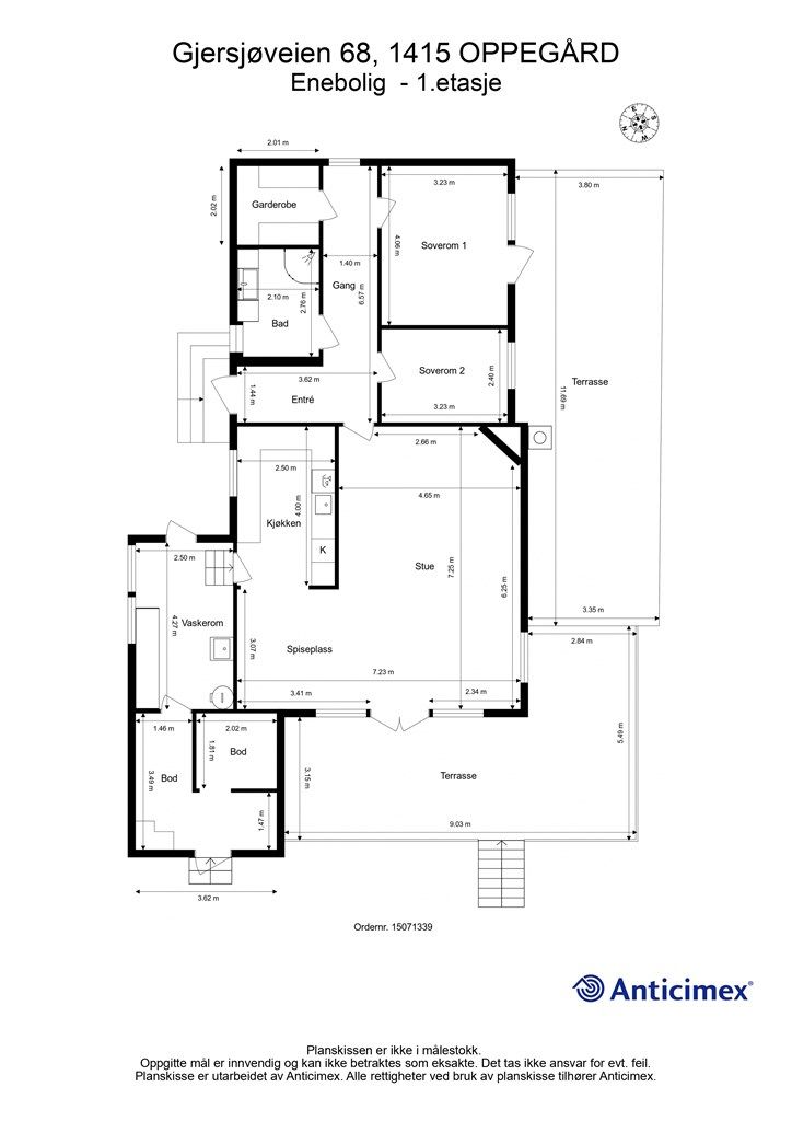 Vi starter med plantegning slik at du får orientert deg i boligen!