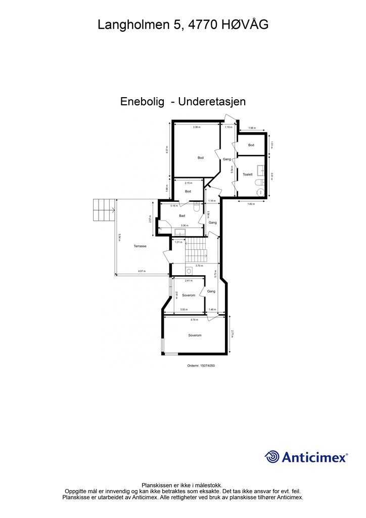 Plantegning Enebolig - Underetasjen 