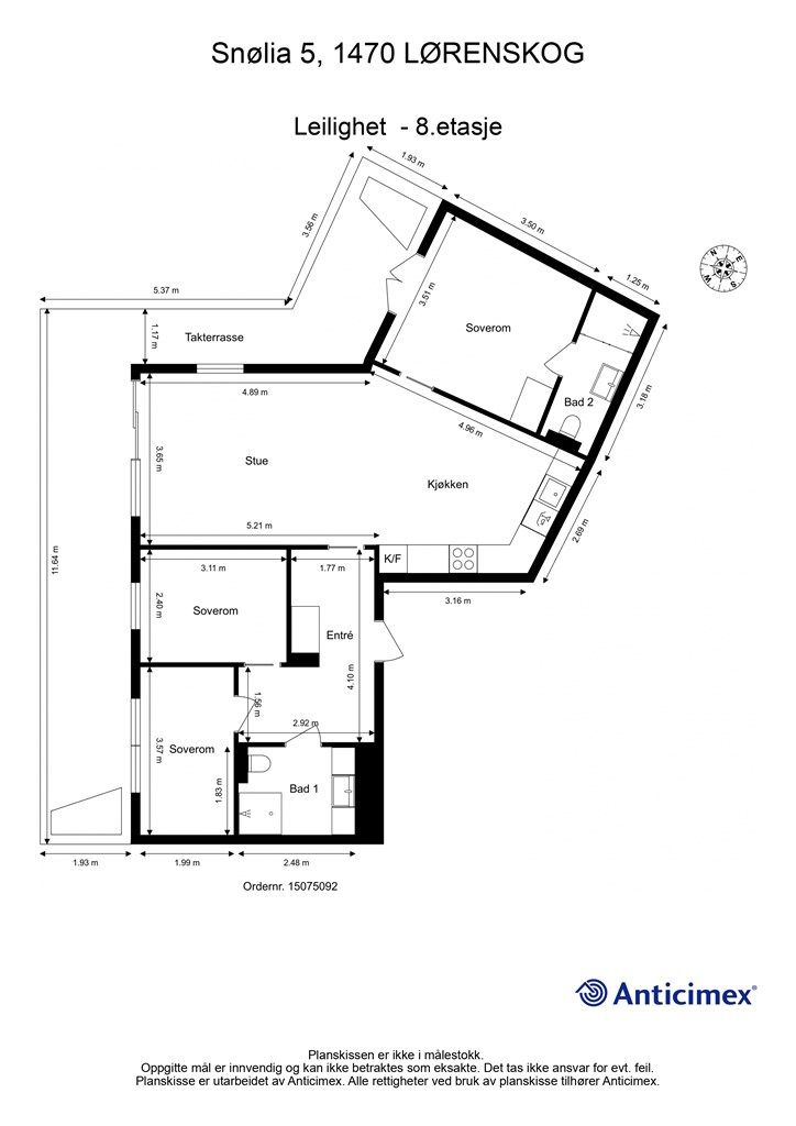 Plantegning 8.etasje.
