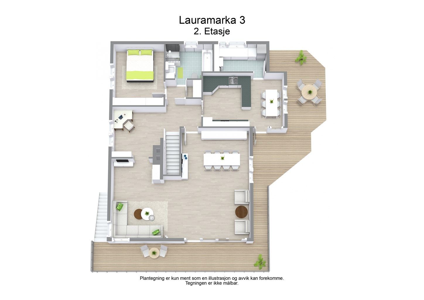 3D plantegning hovedetasje