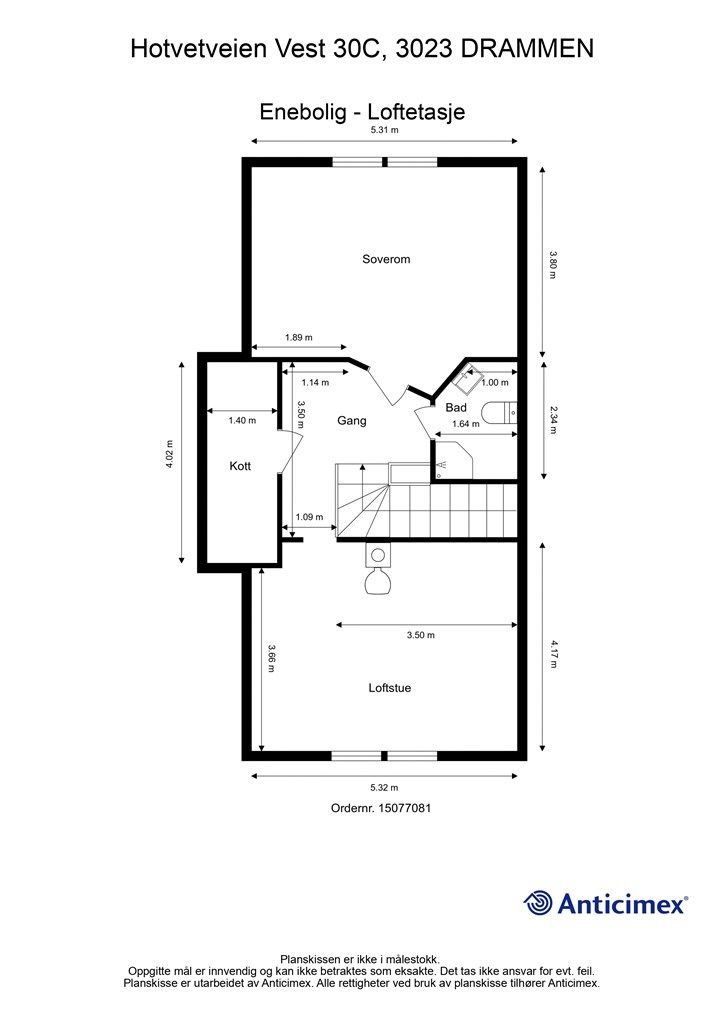 Plantegning loftetasje.