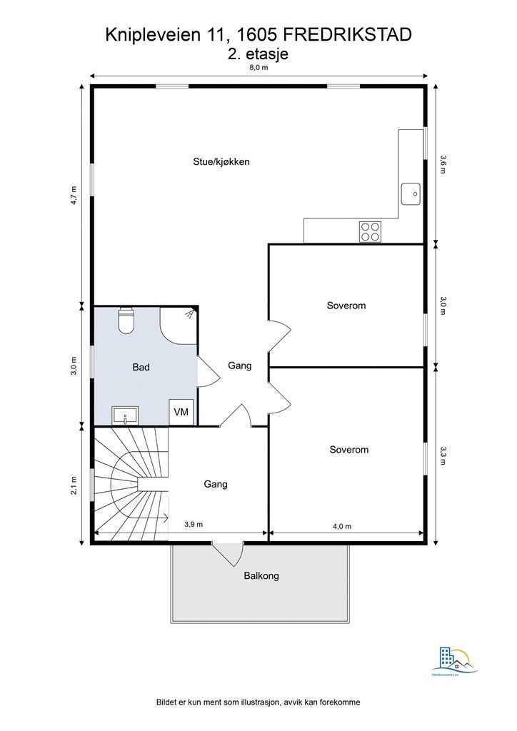 Veiledende skisse av andre etasje.
