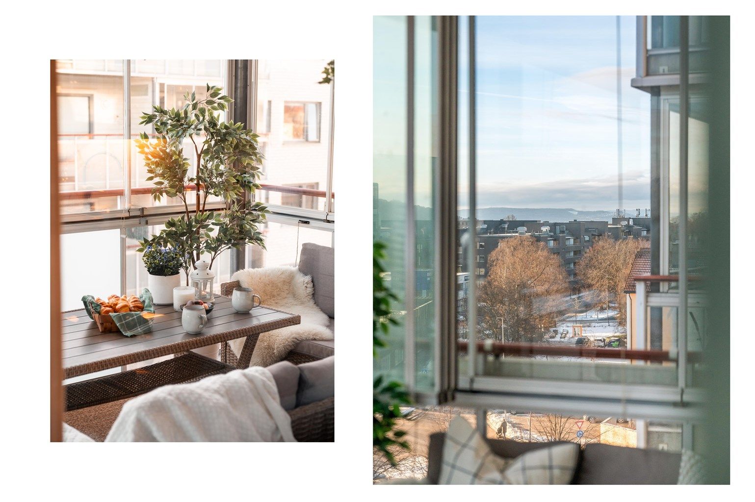 Balkongen har god plass til utemøblement og inviterer til hyggelige stunder utendørs, enten det er morgenkaffen eller sene sommerkvelder.