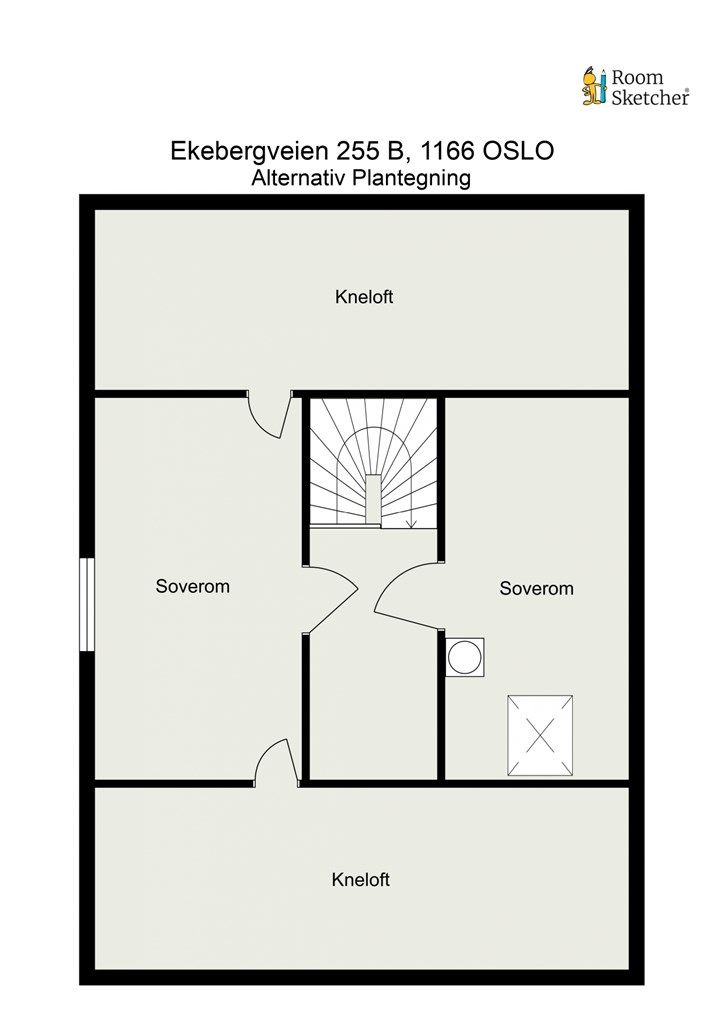 Alternativ plantegning med ekstra soverom. 