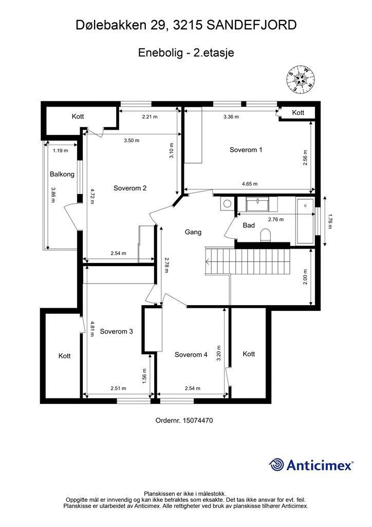 Plantegning 
enebolig 2.etasje
