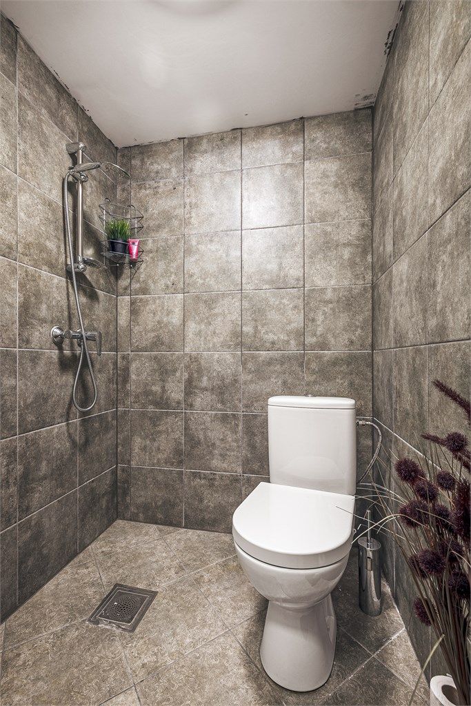 Toalett, legg merke til ekstra dusj.