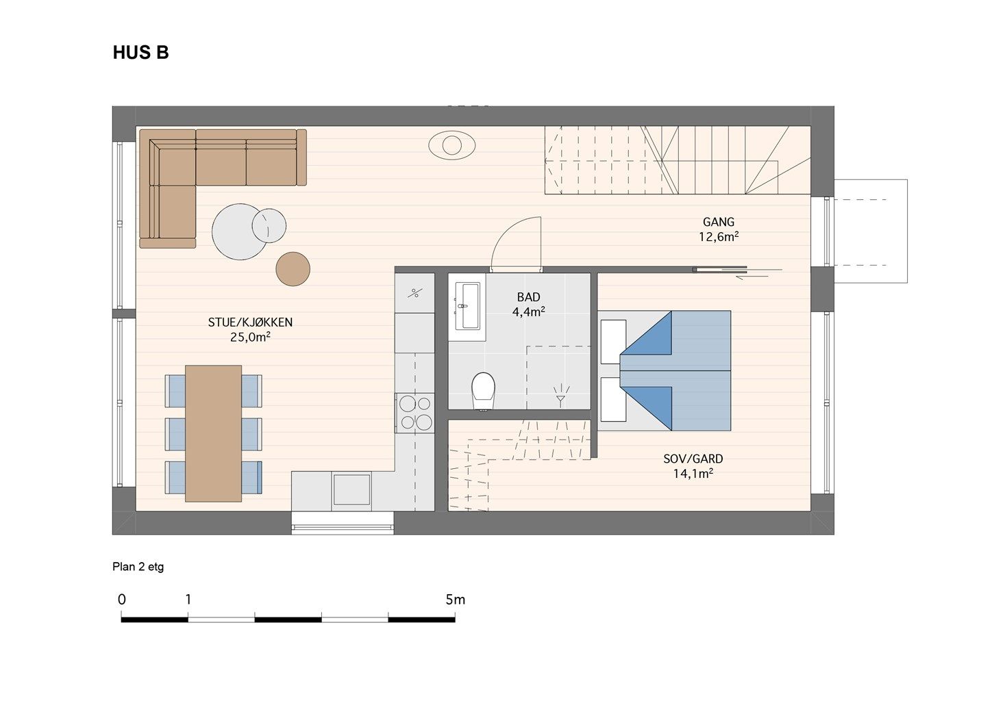 Plantegning 2. etasje HUS B. 