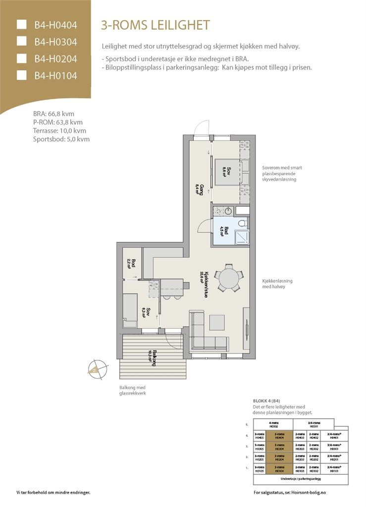 Plantegning hentet fra prosjektets prospekt. 