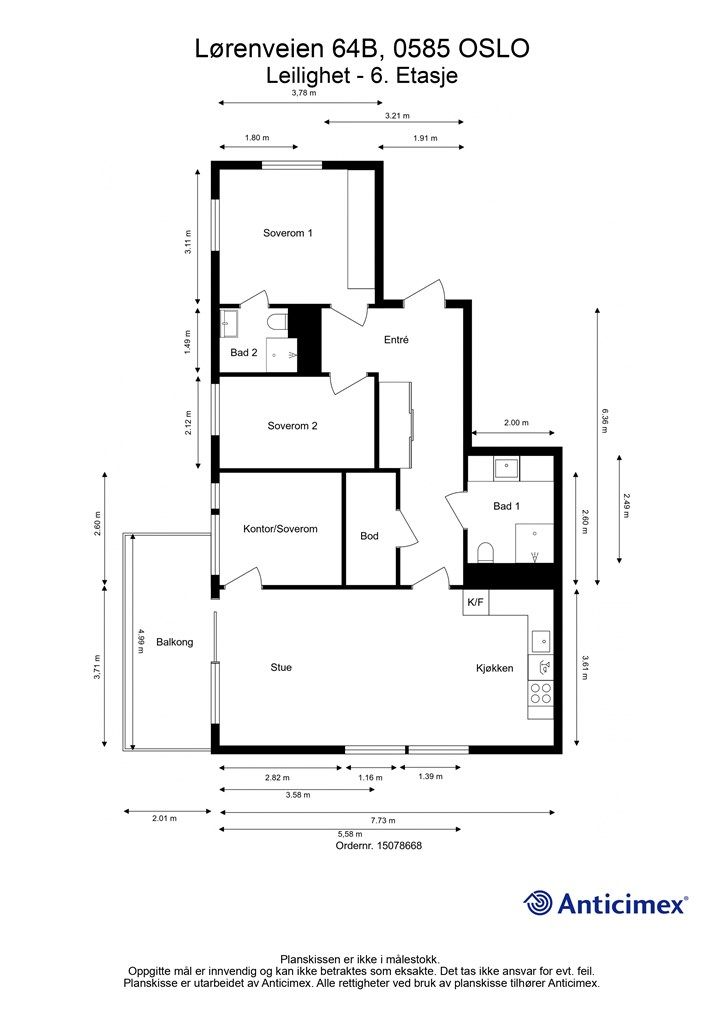 Målsatt plantegning