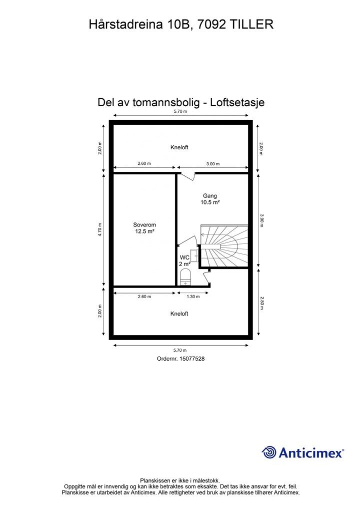 Planskisse loftsetasje. 