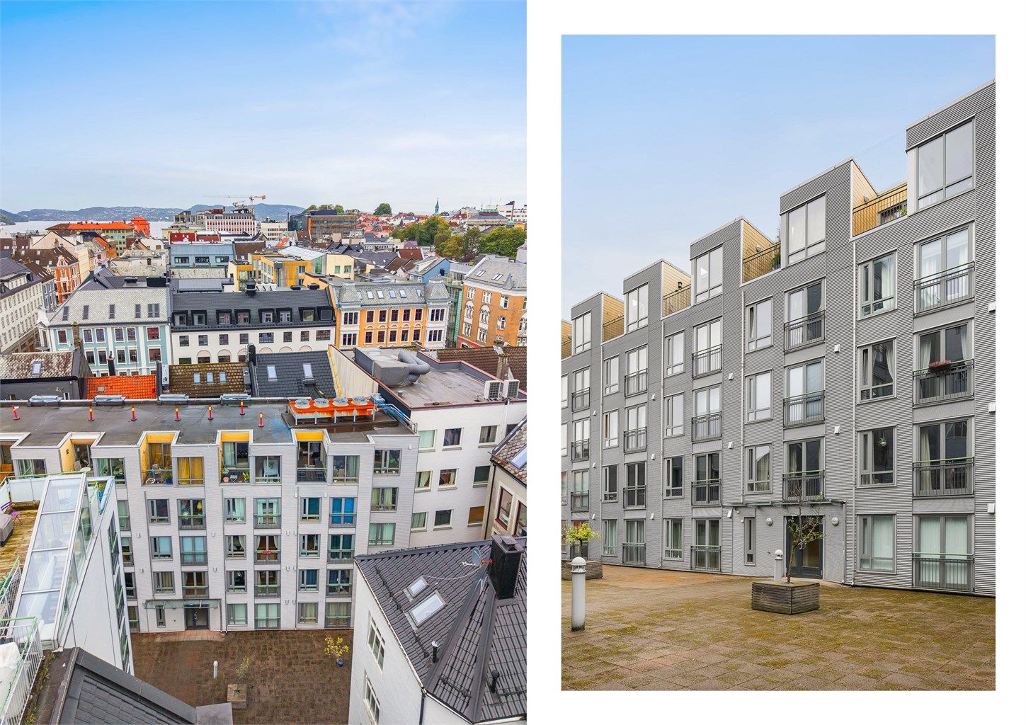 Kombinasjon av moderne bygningsmasse og sentral beliggenhet.