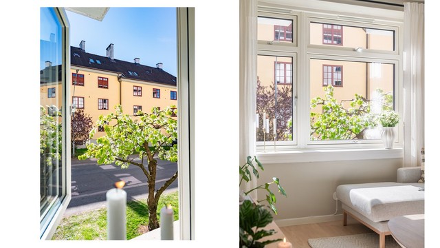 Hyggelig utsyn og store vindusflater