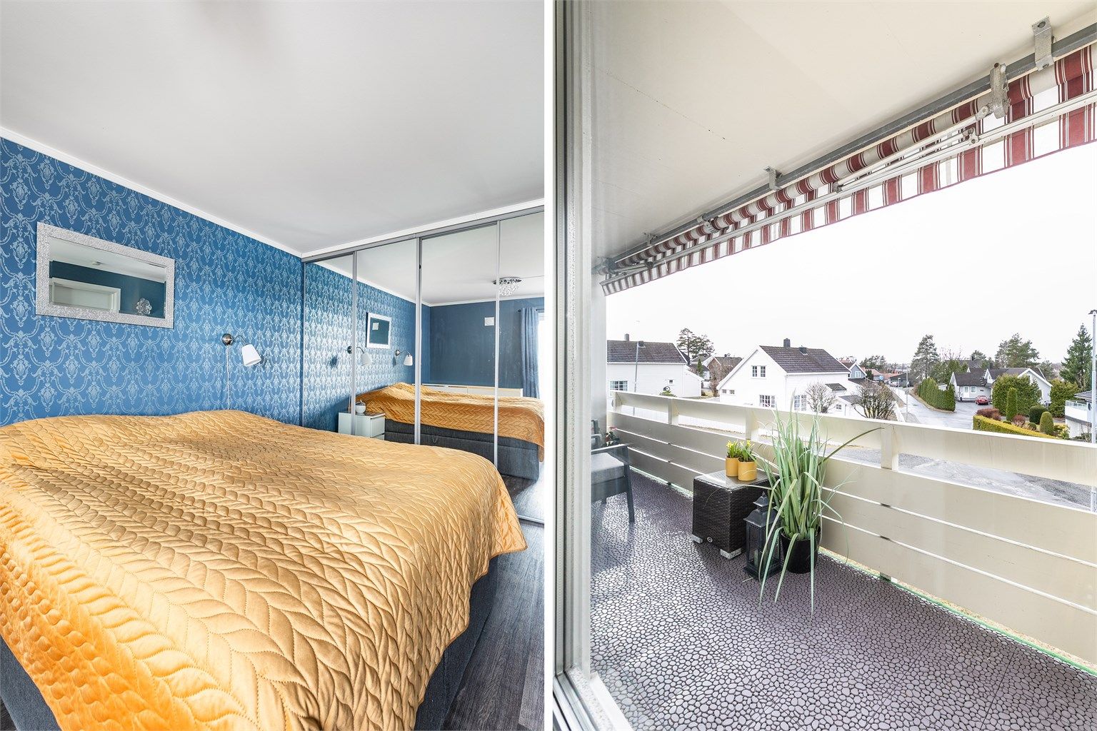 I hovedsoverommet er en nesten 3 meter bred skyvedørsgarderobe installert, med speilfronter som utvider romfølelsen.