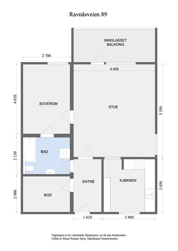Leiligheten har en arealeffektiv planløsning med separat kjøkken og god romfølelse.
